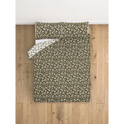 George Home Green Brushed Autumn Leaves Duvet Set - Single