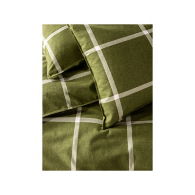 At Home with Stacey Solomon Green Check Reversible Brushed Cotton Duvet Set - Single