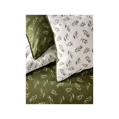 At Home with Stacey Solomon Green Olive Leaf Reversible Brushed Cotton Duvet Set - Super King