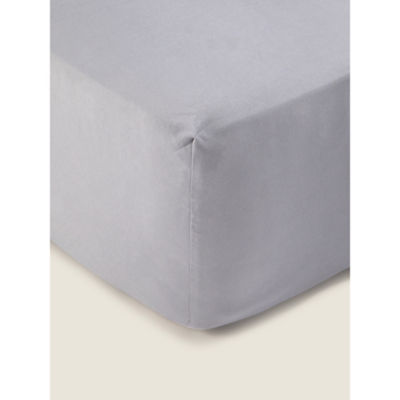 George Home Grey Plain Soft Touch Fitted Sheet - Single