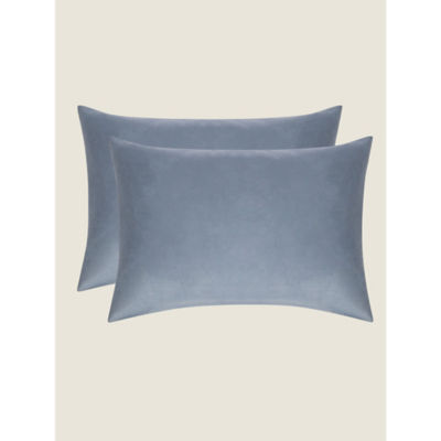 George Home Blue Brushed Cotton Plain Pillowcase Pair