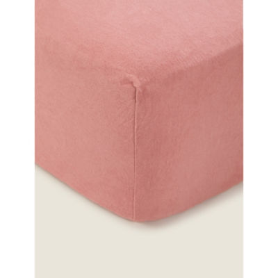 George Home Pink Brushed Cotton Plain Fitted Sheet -Single