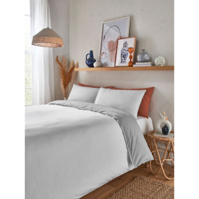 George Home White Reversible Textured Duvet Set - King