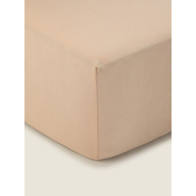 George Home Natural Plain Fitted Sheet - Double