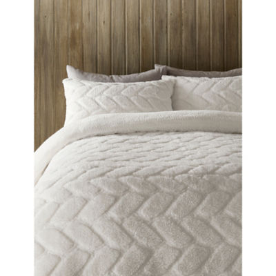 George Home Cream Cable Knit Teddy Duvet Set - Double