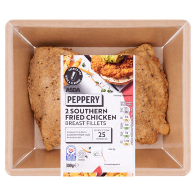 ASDA 2 Peppery Southern Fried Chicken Breast Fillets 300g