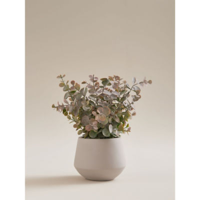 George Home Blush & Grey Artificial Eucalyptus In Cement