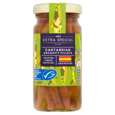 ASDA Extra Special Cantabrian Anchovy Fillets in Extra Virgin Olive Oil 100g
