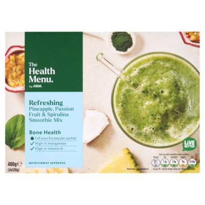 The Health Menu by ASDA Refreshing Pineapple, Passion Fruit & Spirulina Smoothie Mix 4 x 120g (480g)