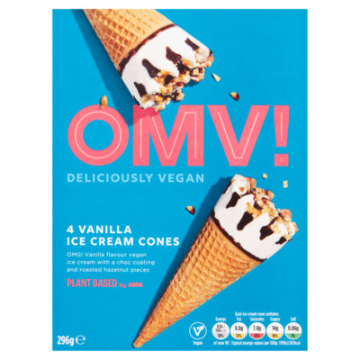 OMV! Deliciously Vegan 4 Vanilla Ice Cream Cones 296g