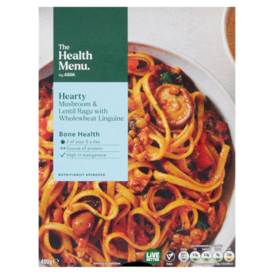 The Health Menu by ASDA Hearty Mushroom & Lentil Ragu with Wholewheat Linguine 400g 