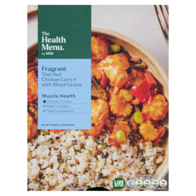 The Health Menu by ASDA Fragrant Thai Red Chicken Curry with Mixed Grains 400g