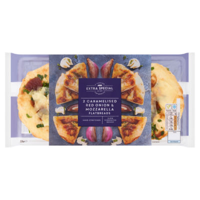 ASDA Extra Special 2 Caramelised Red Onion & Mozzarella Flatbreads 220g