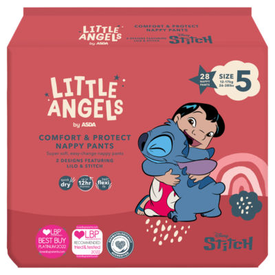 LITTLE ANGELS by ASDA Comfort & Protect Size 5 Disney 12 - 17kg 28 Nappy Pants