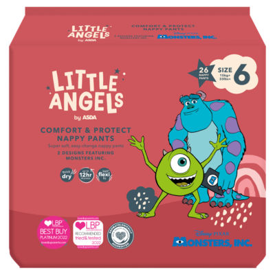 LITTLE ANGELS by ASDA Comfort & Protect Size 6 Disney 15+kg 26 Nappy Pants