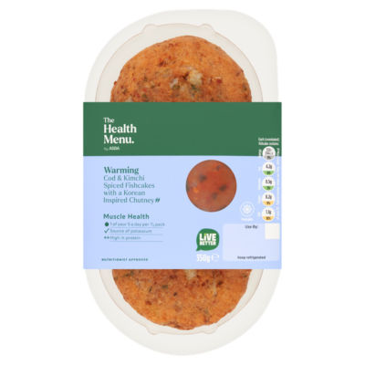 The Health Menu by ASDA Warming Cod & Kimchi Spiced Fishcakes with a Korean Inspired Chutney 350g