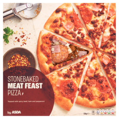 ASDA Stonebaked Meat Feast Pizza 338g