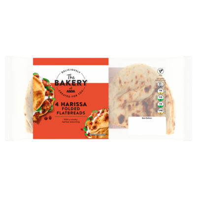 The BAKERY at ASDA 4 Harissa Folded Flatbreads 300g