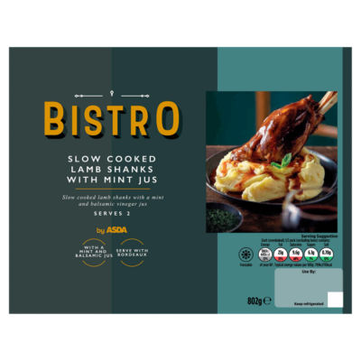 Bistro by ASDA Slow Cooked Lamb Shanks with Mint Jus 802g