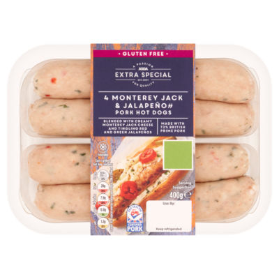 ASDA Extra Special 4 Monterey Jack & Jalapeño Pork Hot Dogs 400g