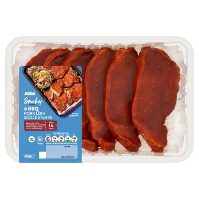 ASDA Smoky 6 BBQ Pork Loin Sizzle Steaks 600g