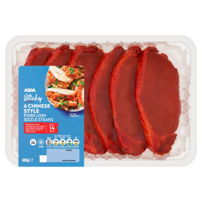 ASDA Sticky 6 Chinese Style Pork Loin Sizzle Steaks 600g