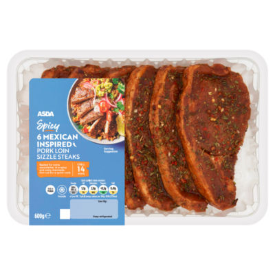 ASDA Spicy 6 Mexican Inspired Pork Loin Sizzle Steaks 600g