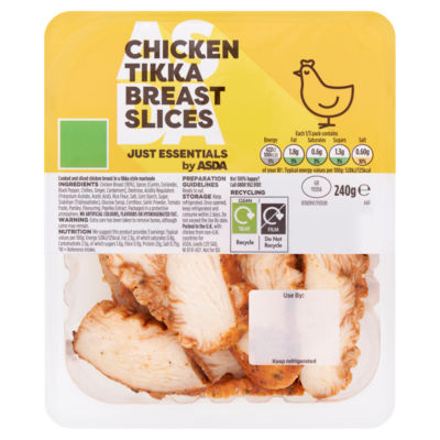 ASDA Just Essentials Chicken Tikka Breast Slices 240g