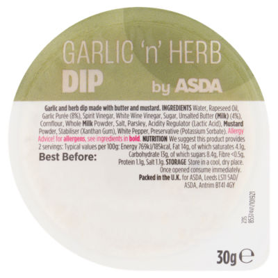 ASDA Garlic 'n' Herb Dip 30g