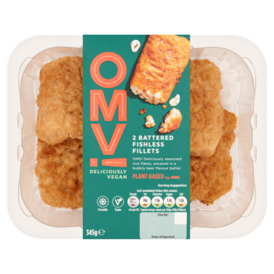 OMV! Deliciously Vegan 2 Battered Fishless Fillets 345g