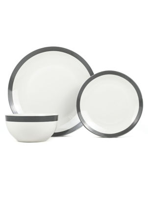 George Home Black & White Stripe Dinner Set - 12 Piece