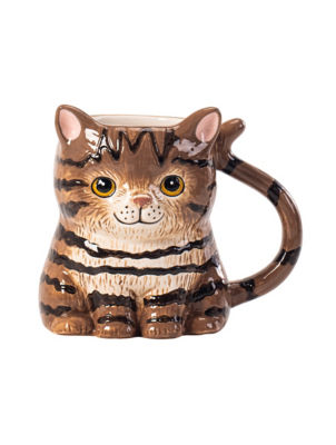 George Home Brown Cat-Shaped Mug