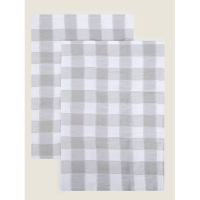 George Home Grey Check Tea Towels