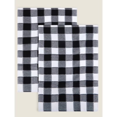 George Home Black And White Check Tea Towels