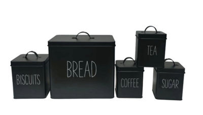 George Home Black Kitchen Canister - Set of 5