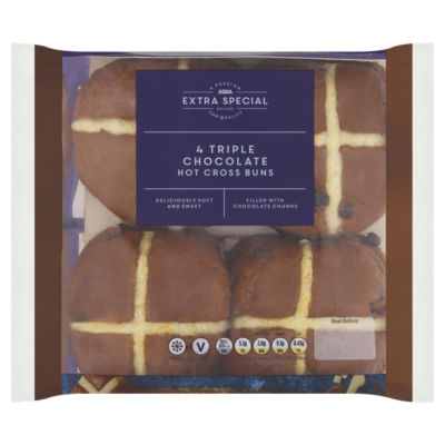 ASDA Extra Special 4 Triple Chocolate Hot Cross Buns