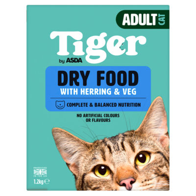 ASDA Tiger Dry Food with Herring & Veg Adult Cat 1.2kg