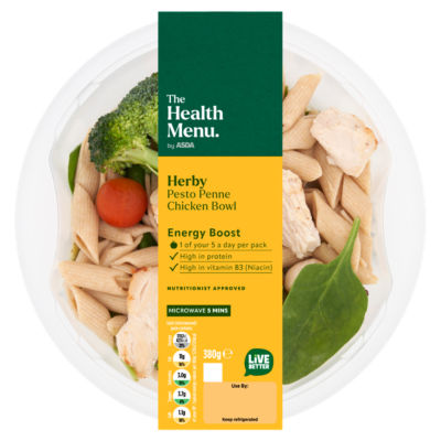 The Health Menu by ASDA Herby Pesto Penne Chicken Bowl 380g