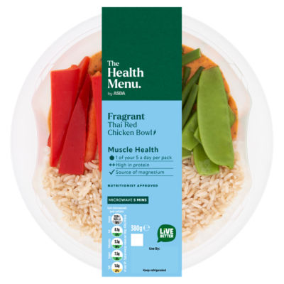 The Health Menu by ASDA Fragrant Thai Red Chicken Bowl 380g