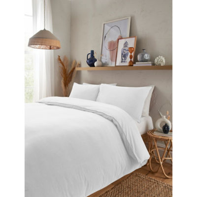 George Home White Relaxed Washed Cotton Duvet Set -Super King