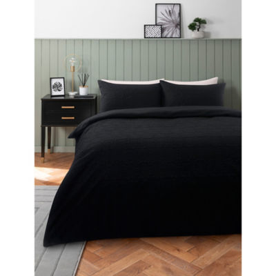 George Home Black Embossed Flower Duvet Set - Double