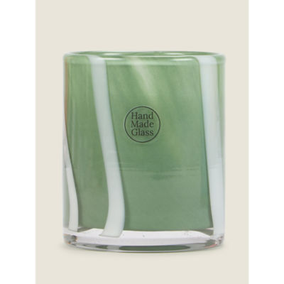 George Home Green Cabin Striped Candle