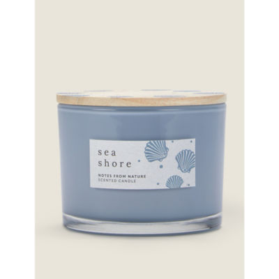 George Home Blue Shell Wooden Lid Candle