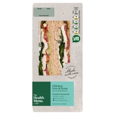 The Health Menu by ASDA Chicken, Feta & Pesto on Lentil Bread