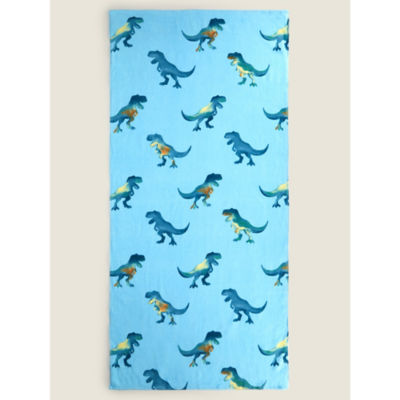 George Home Blue Dino Printed Cotton Towel