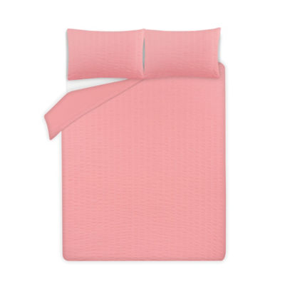 George Home Bright Pink Seersucker Reversible Duvet Set -Single