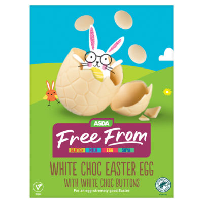 ASDA Free From White Choc Easter Egg with White Choc Buttons 115g