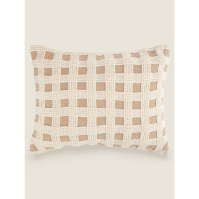 George Home Natural Woven Rectangular Check Cushion