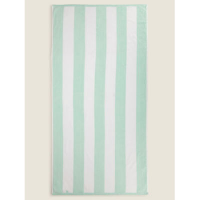George Home Mint Stripe Cotton Beach Towel