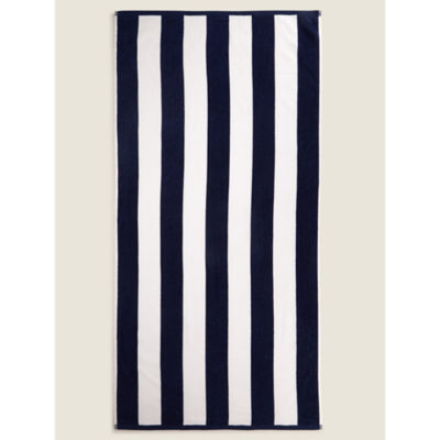 George Home Navy Stripe Beach Cotton Towel